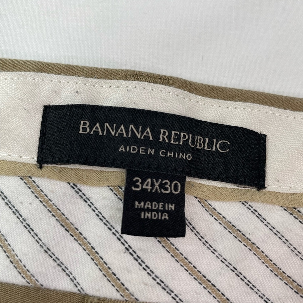 Banana Republic Aiden Chino Tan Classic Cotton-Blend Pants 34 X 30 - Picture 3 of 7